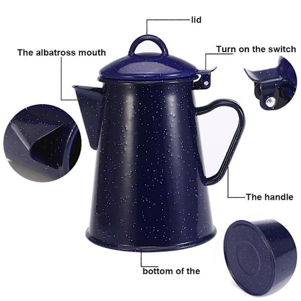 1,2L Emalj Kaffekanna Hand Tekanna Vattenkokare Tekanna Dekor Stjärnklar Tekanna Café Verktyg