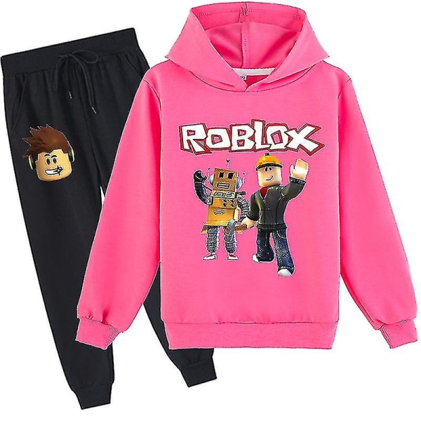 Roblox Hættetrøje Sæt Termisk Beklædning til børn Hættetrøje med tryk Rose red 170cm