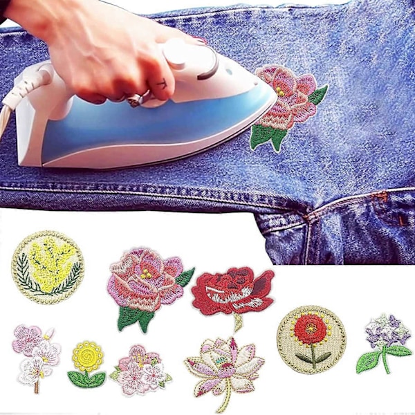 13 st Stryk på Applikationer Blommor, Broderade Dekorativa Märken Applikationer att Sy på