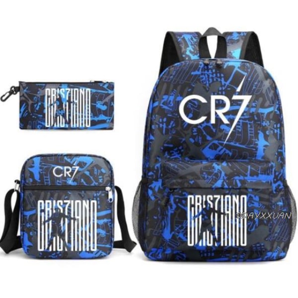 Fotball Messi Unisex Skolesekk Student Ryggsekk Blue