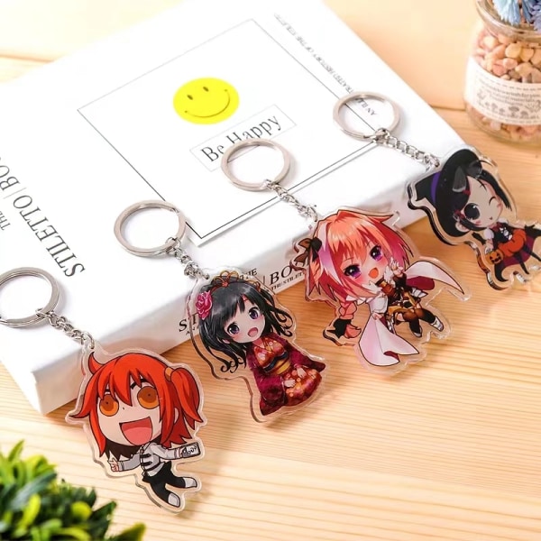 Mukautettu henkilökohtainen sarjakuva akryyliavainperä, mukautettu anime läpinäkyvä kissa koira ID avaimenperä lahjakassi Clear Keychain 4 cm