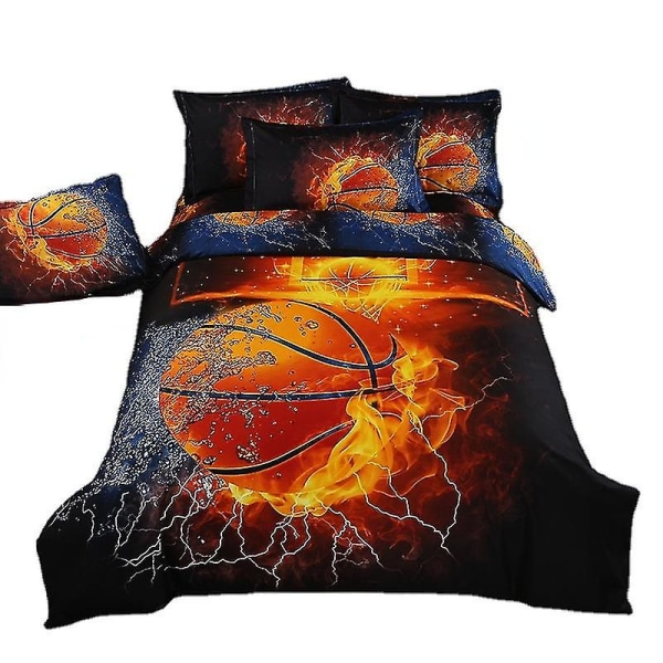 Basketball Fodbold Dynebetræk Tre-delt Sengesæt Q Basketball fire 228*228 three-piece suit