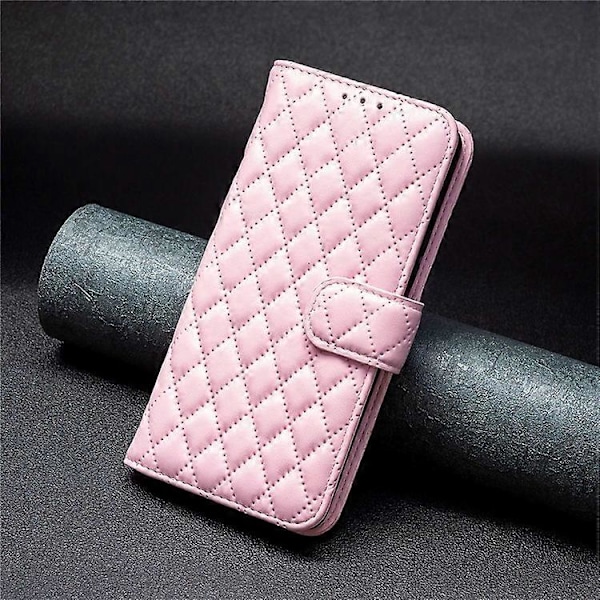 BINFEN COLOR Kompatibel med Xiaomi Redmi Note 9 Pro 4G / Note 9 Pro Max / Note 9S 4G BF Style-14 Präglat Rombmönster PU-läder Pink