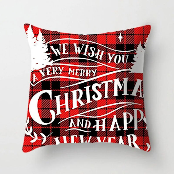 45x45cm Röd Vit Svart Rutig Jul Kuddfodral God Jul Ornament För Hemmet Jul Nyår 2023 Soffa Bil Kudde Överdrag Transparent