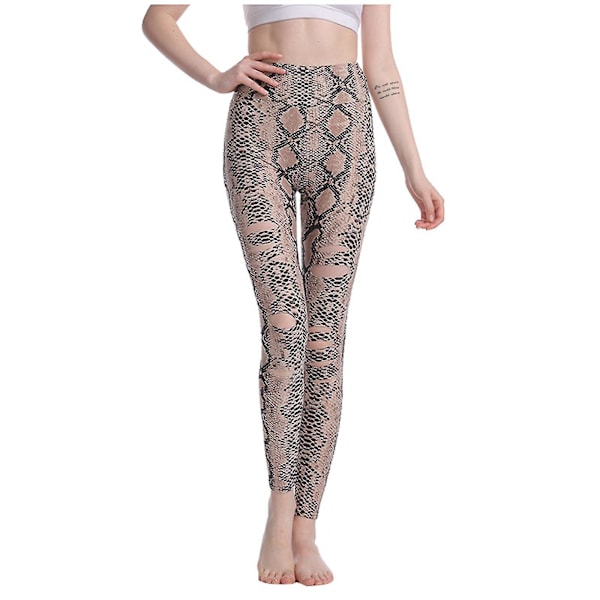 Fashionabla Dam Tryck Hål Åtsittande Fitness Löpning Yoga Byxor, XL