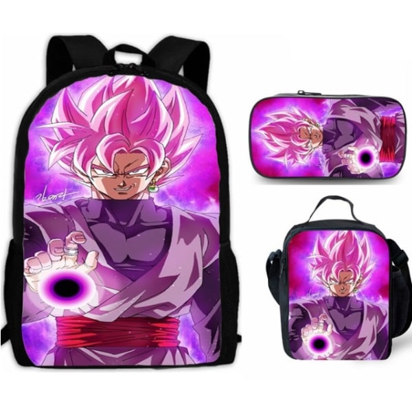 3kpl/setti 16\" Anime Dragon Ball Lasten Koululahja Reppu+Lounaslaukku+Penaali Green 18 Inches