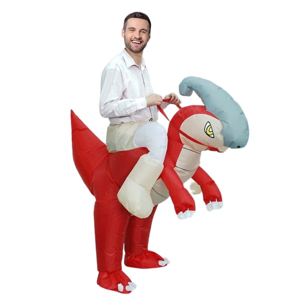 Hauska dinosaurus ratsastus cosplay -asu aikuisille, mukava, kevyt esiintymisasu lavalle