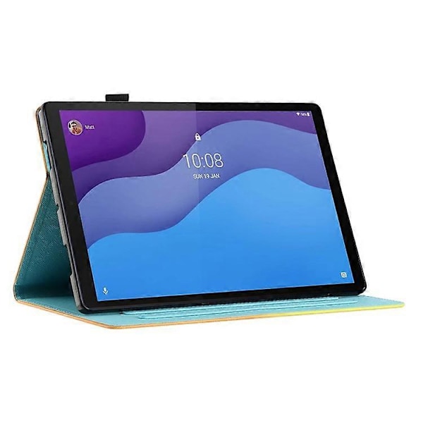 Kompatibelt Stöttåligt Fodral för Lenovo Tab M10 HD Gen 2 PU Läder Flip Cover Mönstertryck Anti-Fall Tablet Skal