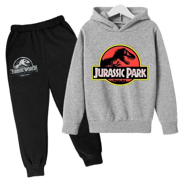 Jurassic Park Dinosaurier Barnkläder Huvtröjor + Set Pojkar Flickor Semesterpresent Sweatshirt Vår Höst Kappa Sportdräkt Auburn 140cm