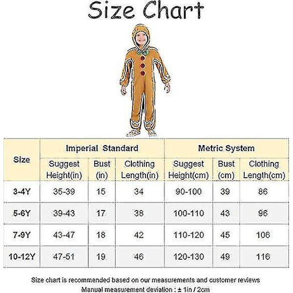 Pepperkakekostyme for barn, Pepperkake Jumpsuit med hette 4-6Y