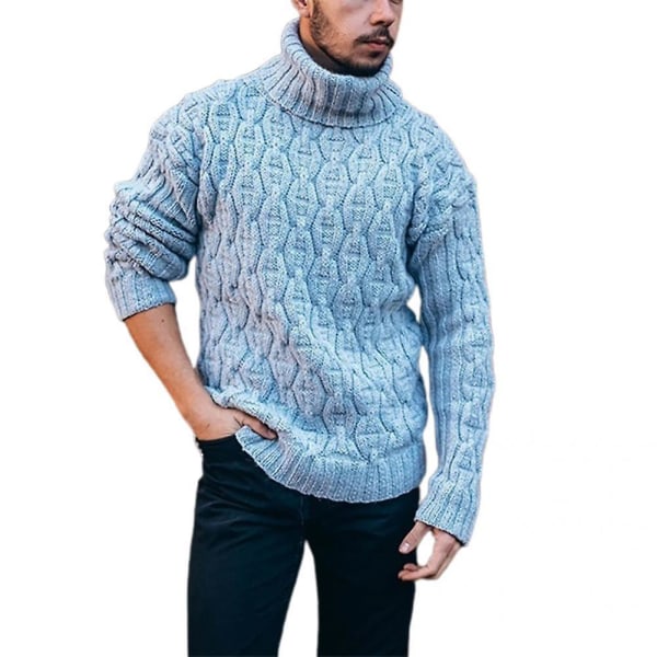 Herre Turtleneck Ensfarget Strikket Genser Langermet Ribbestrikket Termisk Myk Herre Pullover Gensere For Vinter Red L