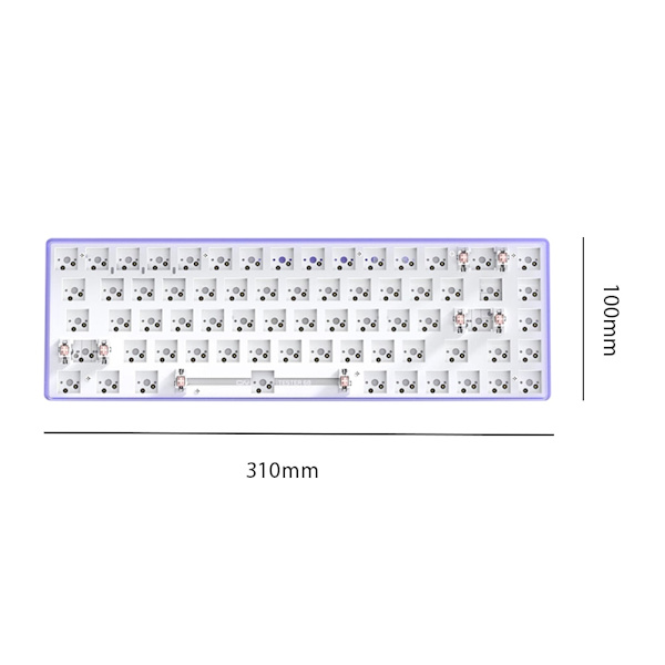 TESTER68 Trådløst Bluetooth-tastatur Hot Swap Mekanisk Tastatursett Gamere 2.4G DIY For 3/5 Pin Bryterakselbase 68 Taster Purple only kit