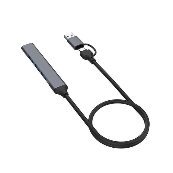 2 i 1 (USB-C+USB-A) 4 Port Hub USB 2.0X3+USB 3.0X1 5Gbps Rask Overføring Slim Mini USB3.0 Hub USB
