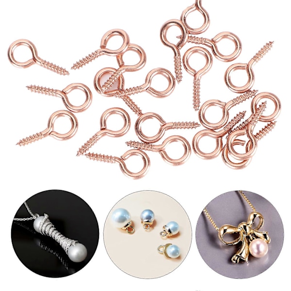 200 stk. Perle Skrue Øye Peg Pin Anheng Kobling Skrue Spiker DIY Smykkefremstilling Tilbehør rosegull