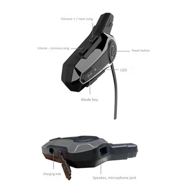 2X Motorcykel Bluetooth Hjälm Intercom Universell Parkoppling Interphone Headset med CNC Brusreducering