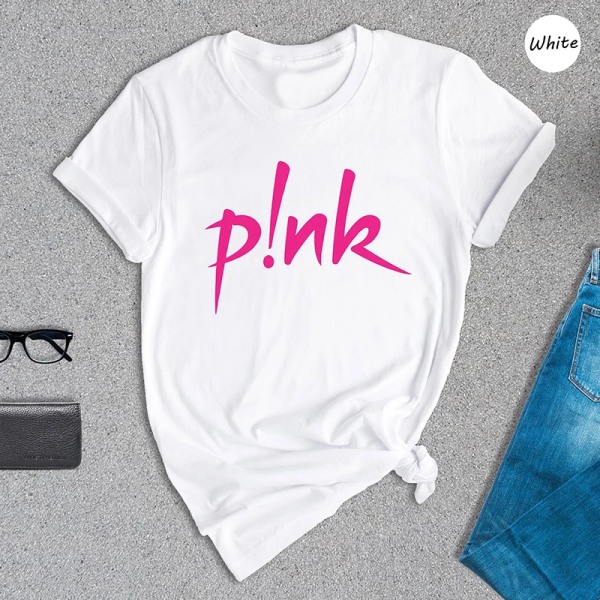 Vaaleanpunainen kirjainpainettu naisten T-paita puuvillaa, musiikkifestivaali graafinen T-paita puuvillaa 2023 Camisetas goottivaatteet naisten T-paita topit Pink M