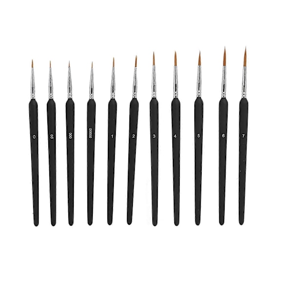 11 stk. Fin Detalje Penselsæt Multipurpose Blød Tekstur Tynd Spids Malepensler Miniature Model Pensler til Kunstmaleri