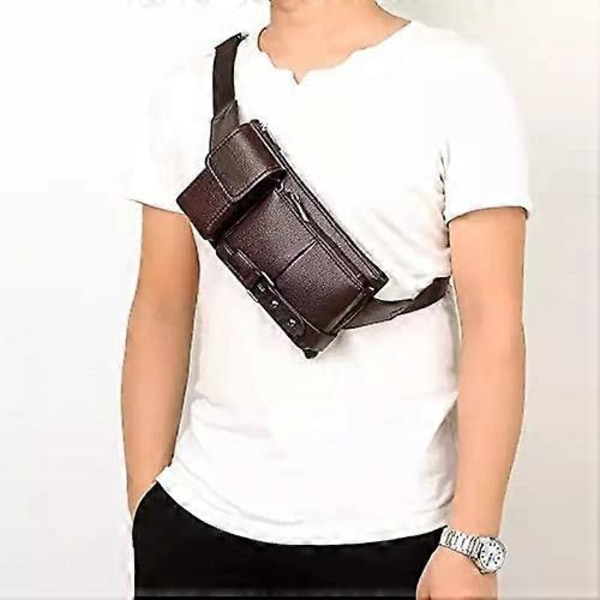 Axelväskor i läder för män, bröstväskor, vattentäta crossbody-väskor