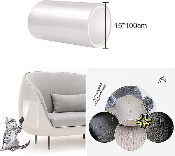 Kattesofabeskyttelse, 15 * 100 cm Transparent Møbelbeskyttelse Mod Katte Anti-ridse Beskyttelse Til Kattemøbler