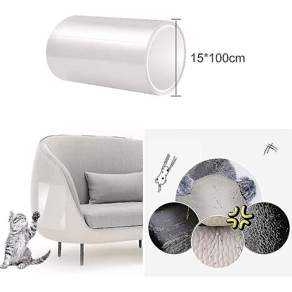 Katts soffskydd, 15 * 100cm Transparenta möbelskydd mot katter Anti-repskydd för kattmöbler