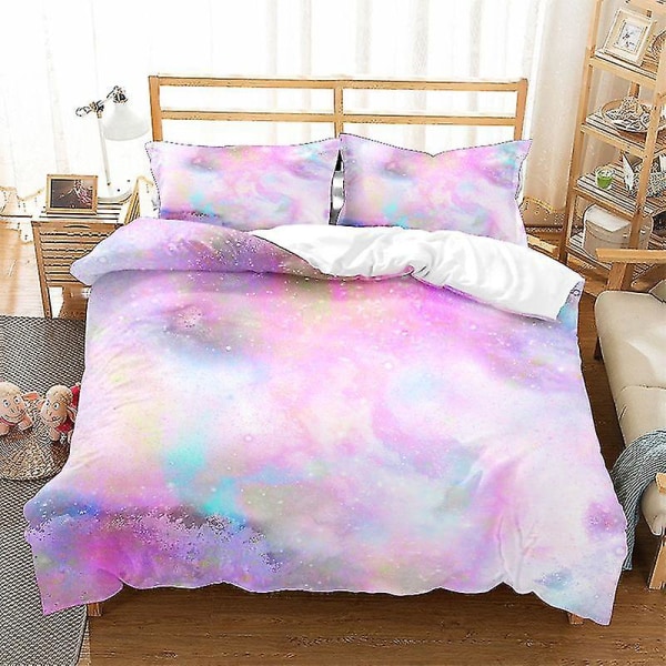 Sengesæt med rumtema, Galaxy Stjerneklar himmel dynebetræk til børn, drenge, piger, teenagere, planet, rum, kosmos, dynebetræk, solsystem Q style 2 180*210three-piecesuit
