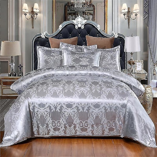 Sängkläder med Satin Jacquard Påslakan och Dragkedja Blue AUSingle 140x210