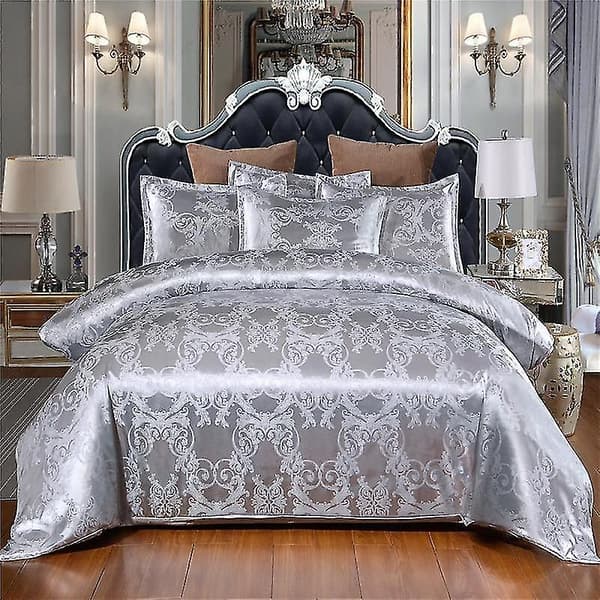 Sengesæt i satin jacquard med lynlåslukning Blue AUSingle 140x210