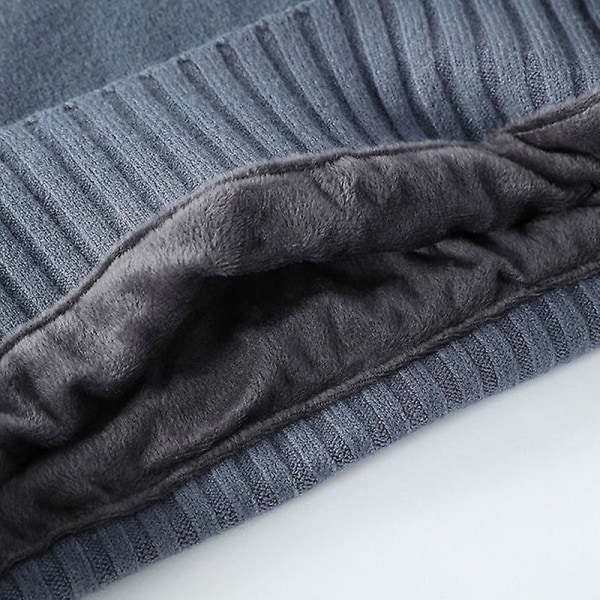Tjockstickade herrtröjor med sammetsfoder, vintervarma kläder, topp med hög krage, enfärgad, lös, flexibel pullover för män Green L