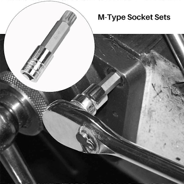 10 Dele 4 tommer Spline Tip Bit Top Sæt M-Type Universal Muffe - Triple Square Spline Bit Top