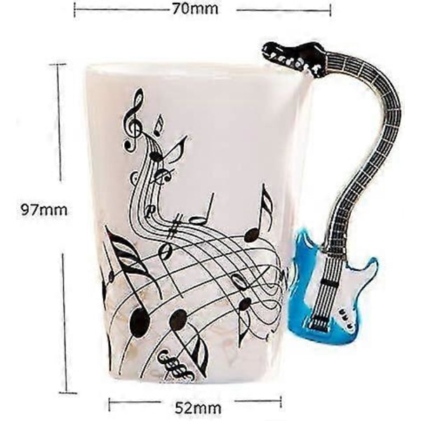 8.5oz Kreativ Musik Krus Violin Stil Guitar Keramisk Krus Kaffe Te Mælk Nodesystem Kop Med Håndtag Kaffekrus Nyhedsgaver (blå Elektrisk Guitar)