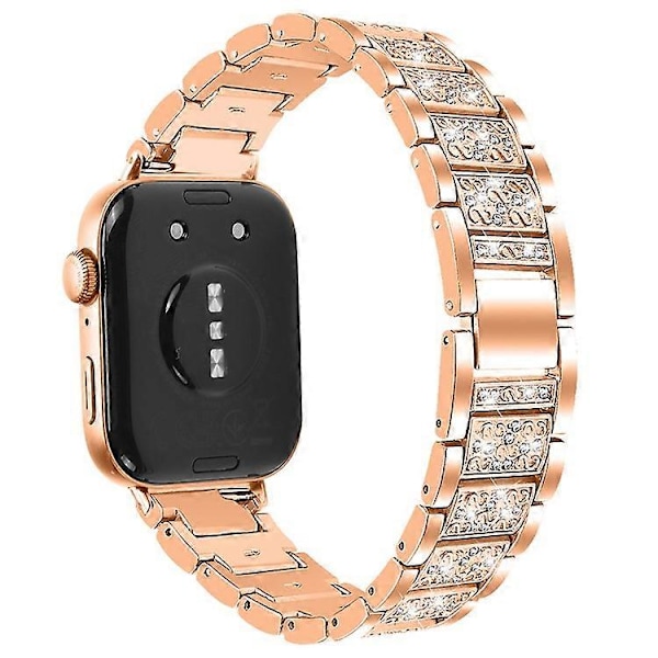 Kompatibelt metallarmband med strass för Huawei Watch Fit 3 Smartklocka PinkGold