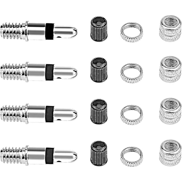16-delars Cykelventil Dunlop Komplett Set, Adapter Cykelventil + Muttrar + Ventil