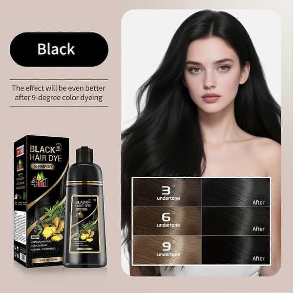Sort Hårfarve Shampoo - 4-i-1 Øjeblikkelig Farve & Urtepleje DEEP COFFEE