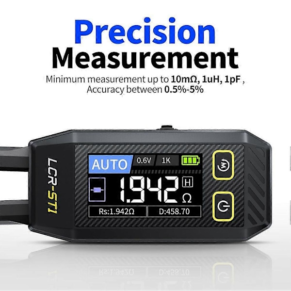 LCR-ST1 10 kHz LCR-mittari pinseteillä, Mini Smart SMD -testeri, automaattinen komponenttien tunnistus elektroninen komp