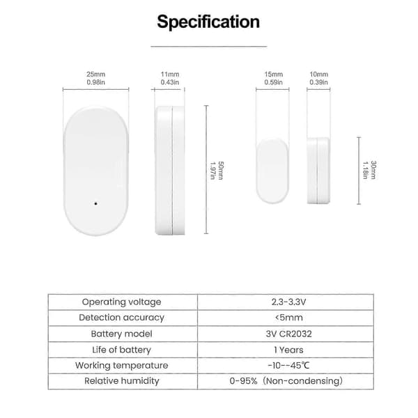 Tuya Zigbee 3.0 Smart Kontaktsensor Säkerhetsgrind Dörr Fönster Sensor Transducer Smart Life Hem