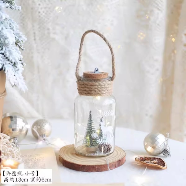 Jule ny glas lysestage lys kop lysende ønskeflaske juledekoration Small wishing bottle