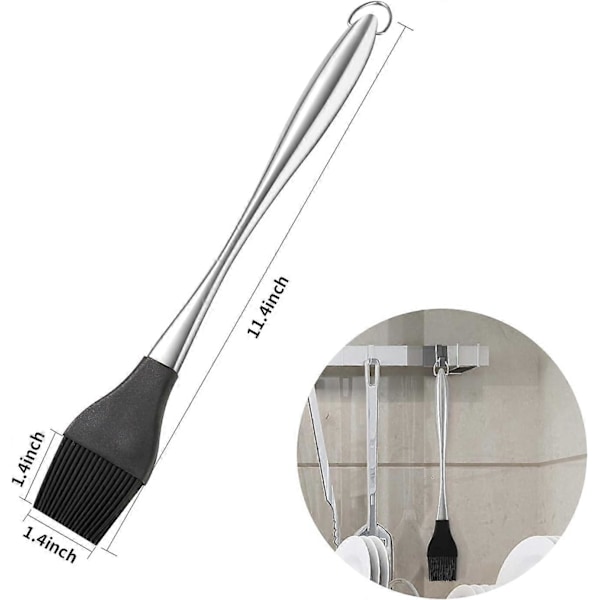 2-pak Silikone BBQ Børste, Rustfri Stålbørste med Silikone Børstehår, 30 cm (11,8\")