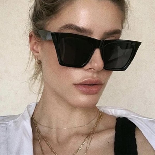 Dam Nya Cat Eye Solglasögon Unisex Retro Fyrkantig Ram Oversized Glasögon UV401 Chroma Glasögon Reseglasögon Red Style2