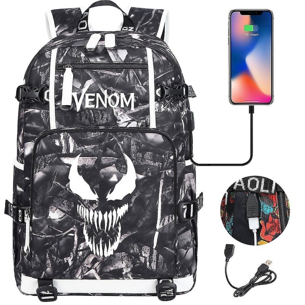Venom Fashion Tryckt Usb Ungdom Skolväska (2-108) Color-12