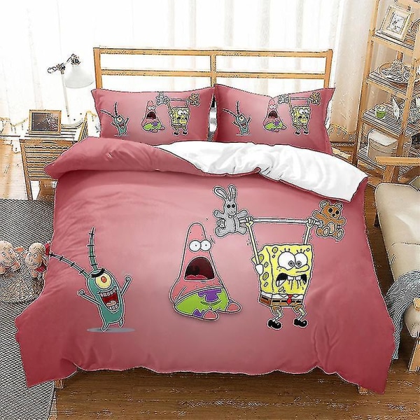 Svampebob Firkant Serien Trykt Dynebetræk To-delt Sæt Tre-delt Børneværelse Dekorativt Dynebetræk X style 4 240*220three-piecesuit