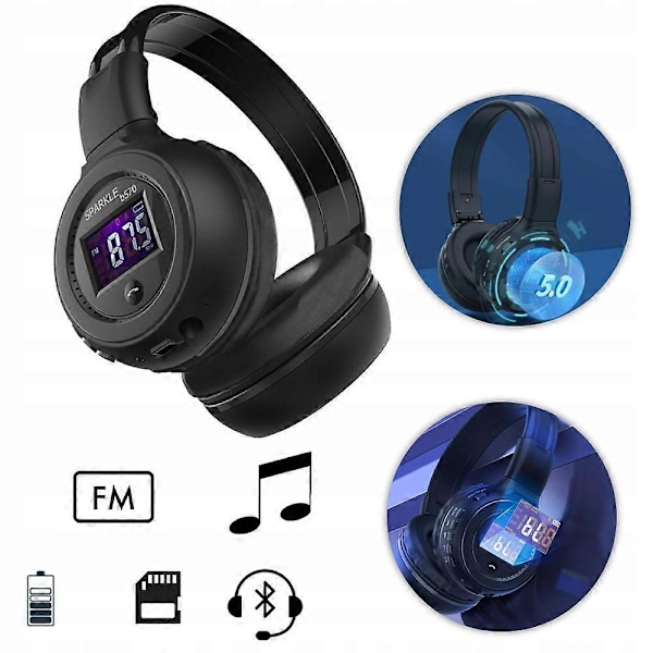 Trådløse hodetelefoner Zealot B570 Radio Fm Lcd Bluetooth On-ear Mikrofon