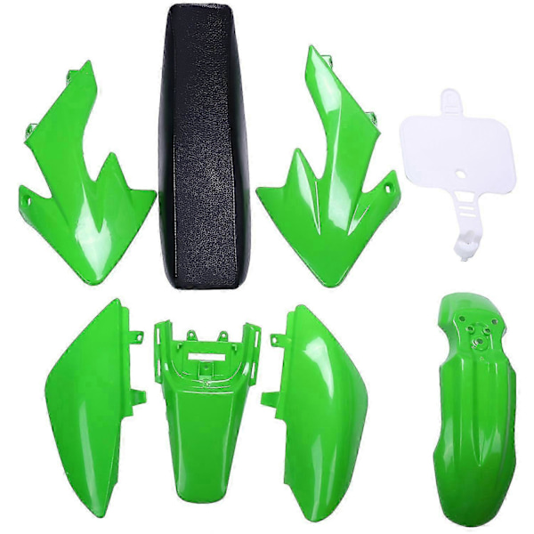 8 stk. Plastik 4-takts Crf50 Pit Off-Road Cykelsæt Mudguard Sæde Grøn CRF50 Pit Cykelsæt Mudguard Sæde