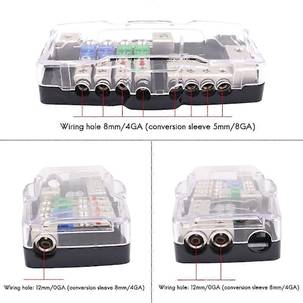 4-vägs Bil Ljud Distributionsblock Stereo Säkringsbox Block 30A 60A ANL Bladsäkringshållare 0/4GA