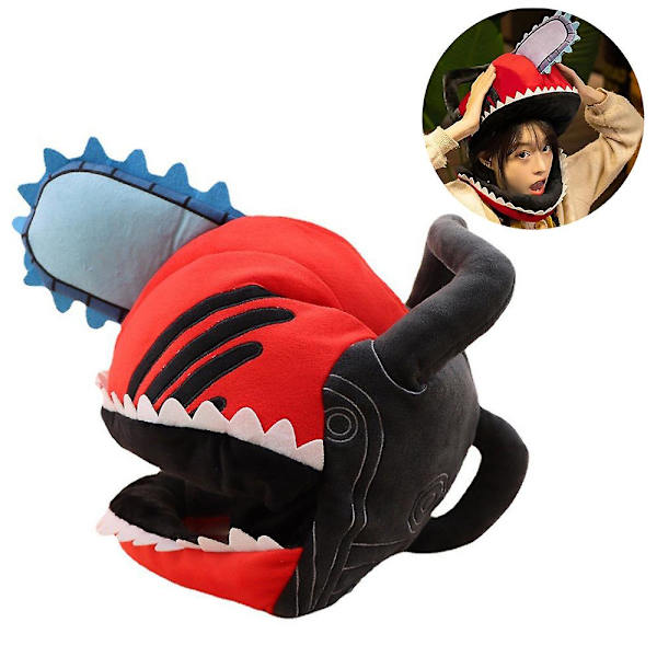 Anime Chainsaw Man Pochita Hatt Fylt Hodeplagg Cosplay Party Myk Plysjhatt Leker Rekvisitter Gaver
