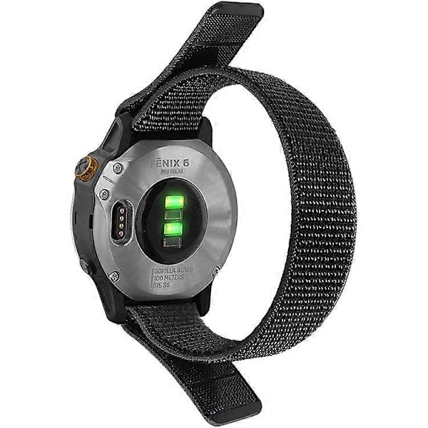 26mm Nylon Klokkereim Kompatibel For Garmin Fenix 6X, Justerbar Erstatningsreim for Smartklokke Black