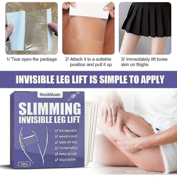 20 stk. lår-løftetape - Usynlig løftesticker, umiddelbart oppstrammende lårplaster, glatte cellulittplaster for lår, benoppstrammende tape Shap Fian