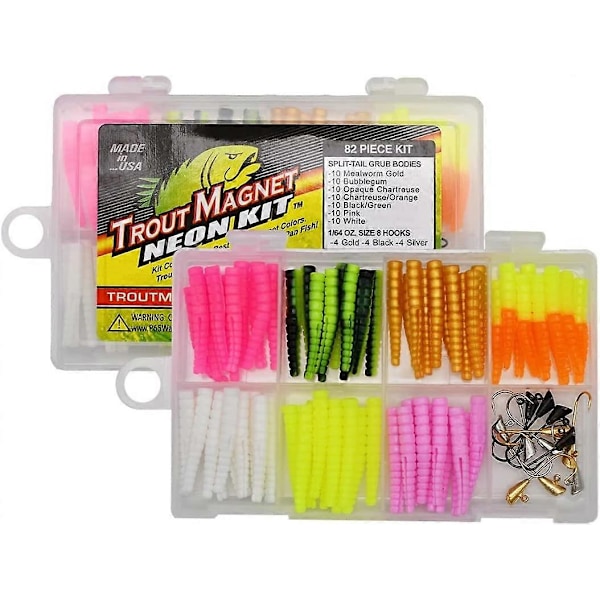 Taimenmagneetti Neon -setti - 70 toukkarunkoa ja 15 kokoa 8 koukkua. Multi