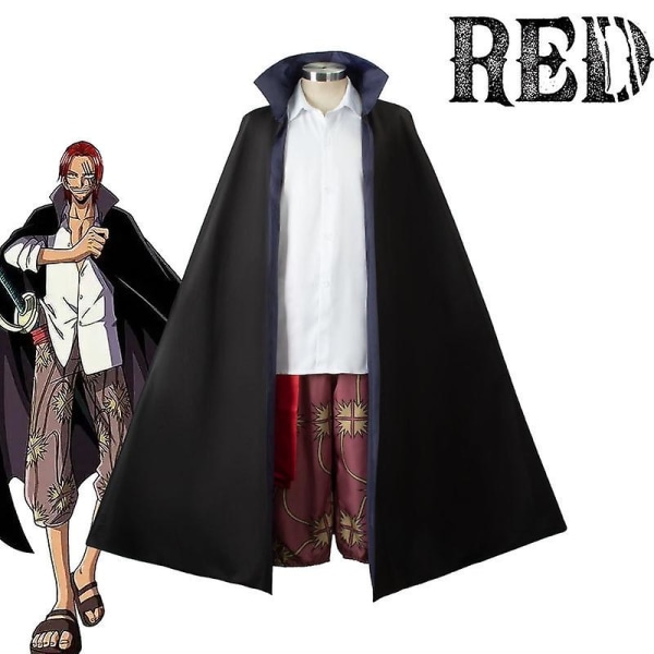Anime One Piece Cos-dräkt Rött Hår Shanks Skjorta Trenchcoat Kappa Cosplay Kostym Sjöfarts Kung Män Cosplay Kläder Halloween M