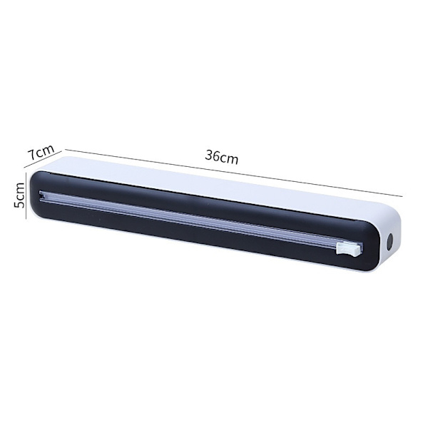2 i 1 Plastfolieskärare Förvaring Matfolie Dispenser Folie Slider Köksredskap Black-No Suction cup