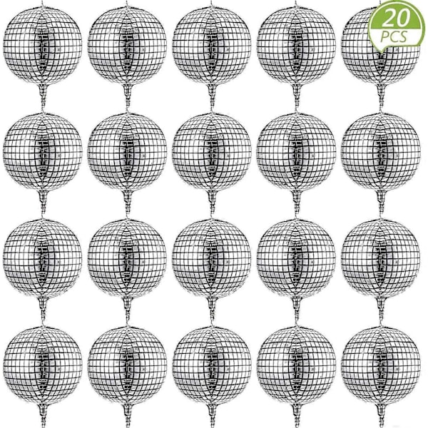 2025 Lämpliga Diskokuleballonger 20 Stycken 56 cm 4D Diskoballonger Stor Silver Laserfolieballong Metalli